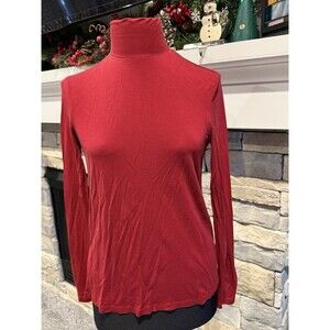 Zara Top Size S Red Mock Neck Back Zip Long Sleeve